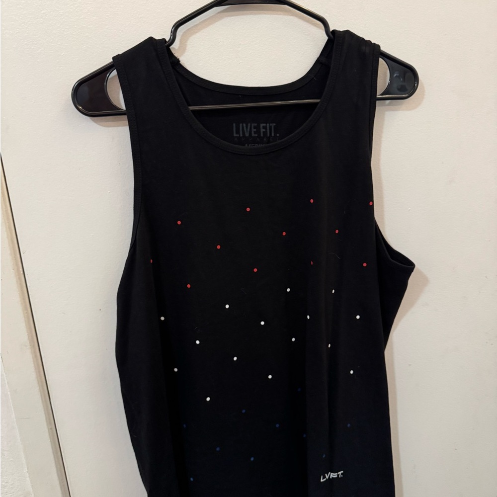 Black Tank Top with Red and White Accents